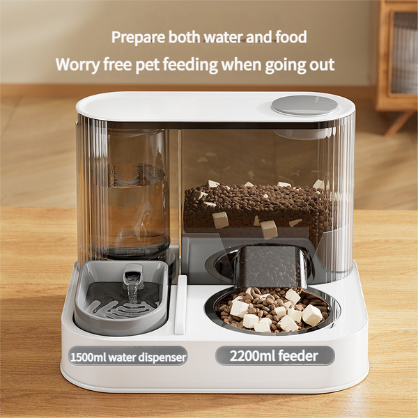 Automatic Pet Feeder And Water Bowl 2 In 1 Yellow Stainless Steel Cat Feeding Station Dog Automatic Feeders