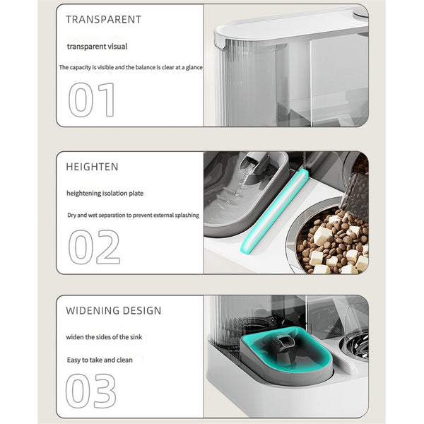 Automatic Pet Feeder And Water Bowl 2 In 1 Yellow Stainless Steel Cat Feeding Station Dog Automatic Feeders