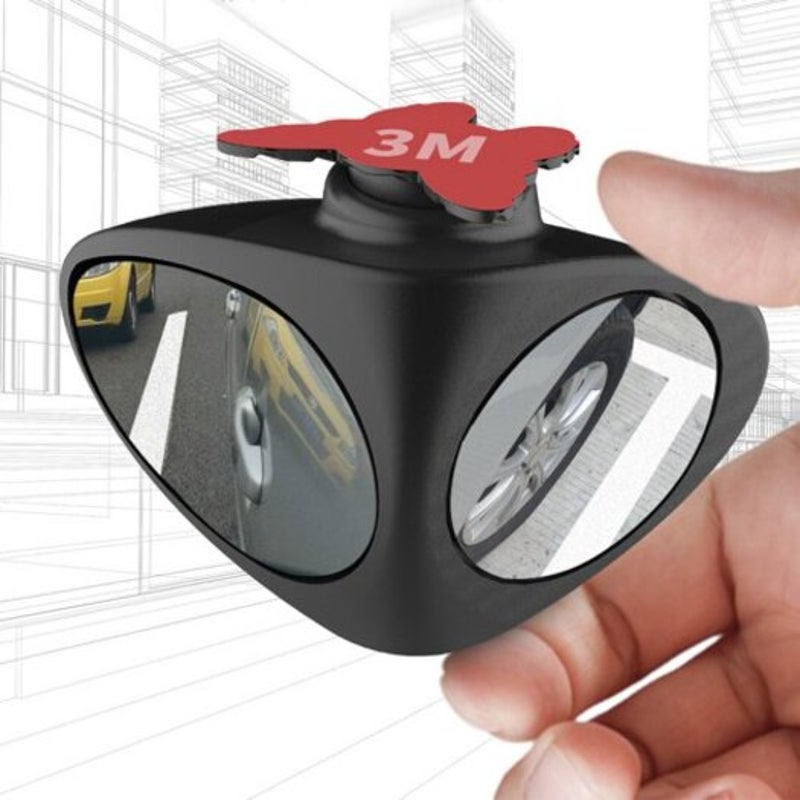 Automotive Rear View Rotary Adjustable Wide Angle Blind Spot Mirror Black Right Side
