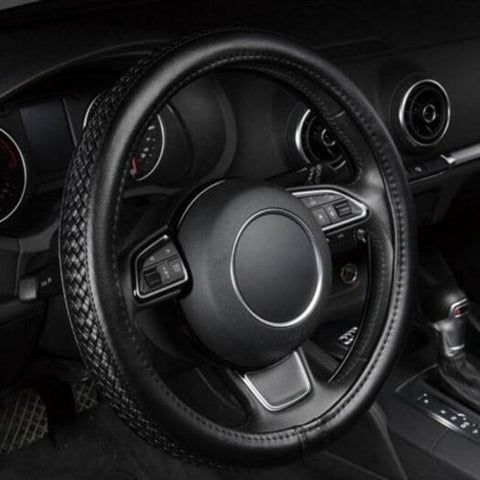 Pu Leather Steering Wheel Cover Black