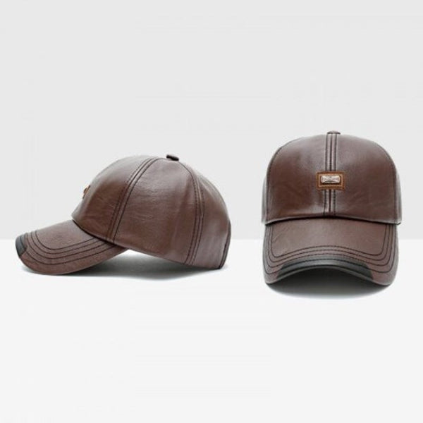 Hats & Headwear Autumn And Winter Baseball Cap Leather Fashion Adjustable For 56 59Cm Coffee
