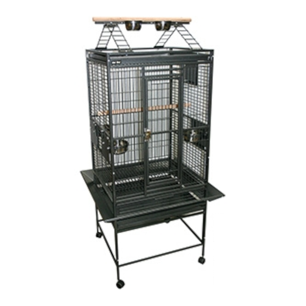 Avi One Parrot Cage With Play Pen Silver Black