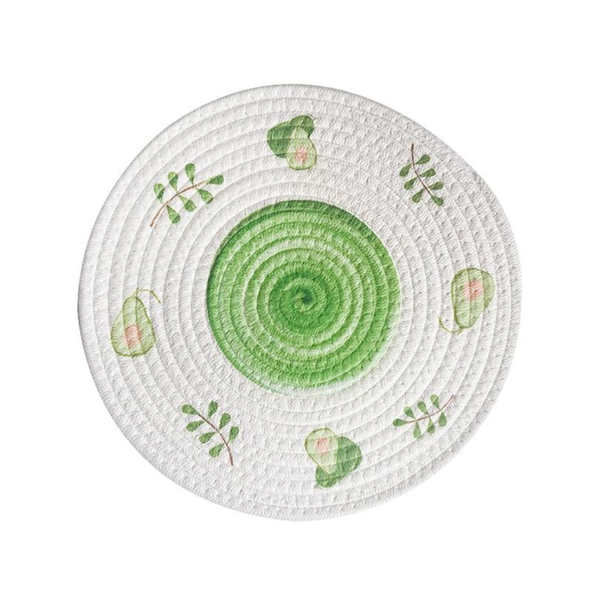 (Avocado) Cotton Rope Woven Set Of 3 30Cm Diameter Heat Resistant Kitchen Decor Placemats