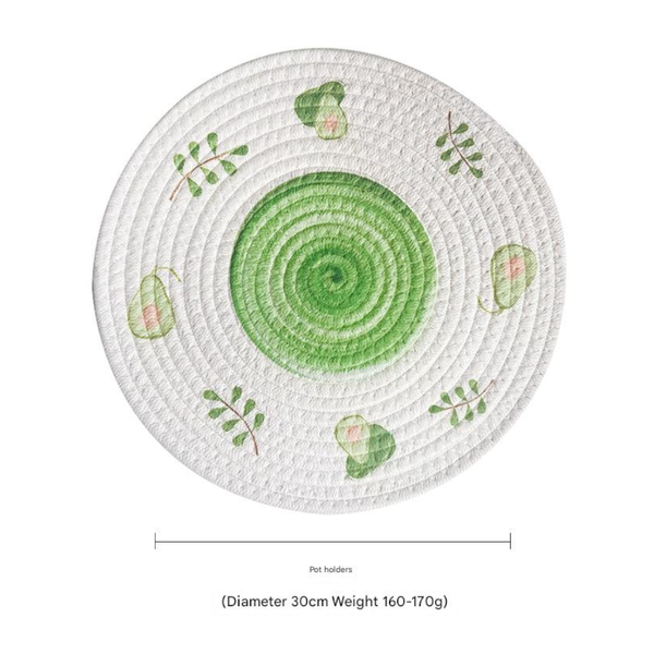 (Avocado) Cotton Rope Woven Set Of 3 30Cm Diameter Heat Resistant Kitchen Decor Placemats