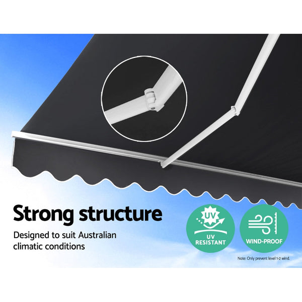 Instahut Folding Arm Awning Outdoor Retractable Sunshade 2.5Mx2m Grey