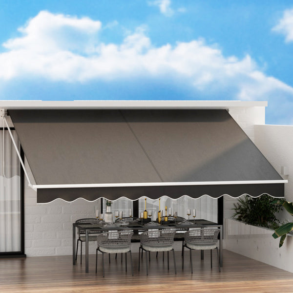Instahut Retractable Folding Arm Awning Manual Sunshade 4.5Mx3m Grey Awning & Canopy Parts