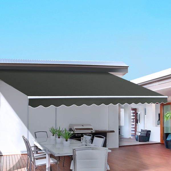 Instahut Folding Arm Awning Motorised Retractable Outdoor Sunshade Grey Awning & Canopy Parts
