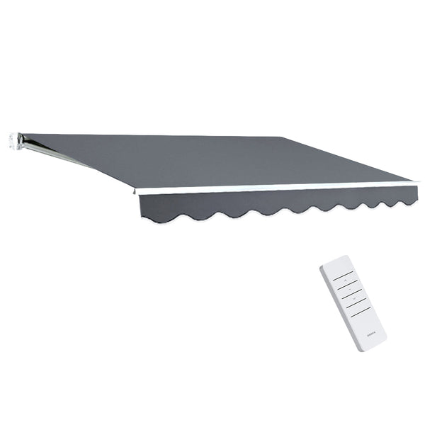 Instahut Folding Arm Awning Motorised Retractable Outdoor Sunshade Grey Awning & Canopy Parts