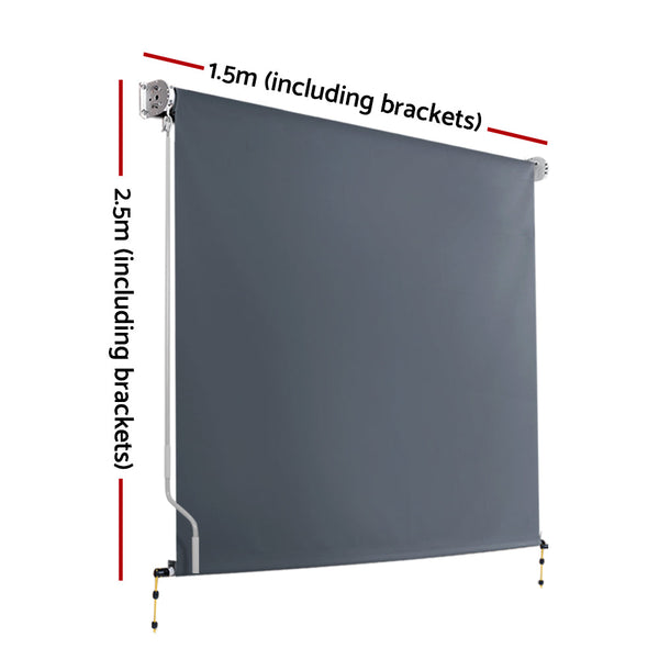 Instahut Outdoor Blind Privacy Screen Roll Down Awning Canopy 1.5X2.5M Awning & Canopy Parts