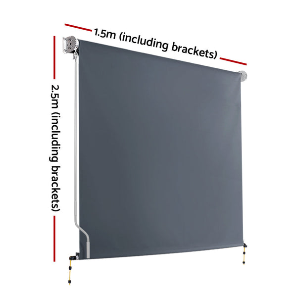Instahut Outdoor Blind Privacy Screen Roll Down Awning Canopy Window 1.5X2.5M