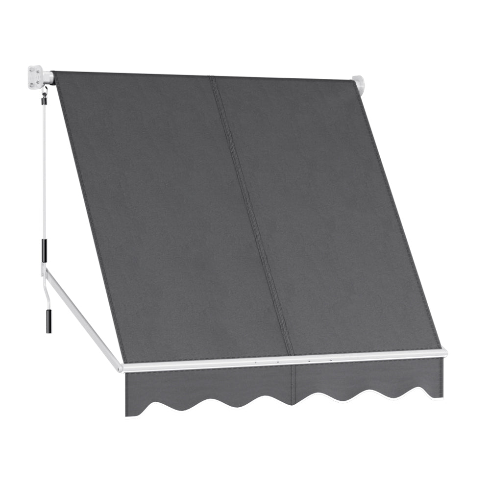 Instahut Retractable Fixed Pivot Arm Awning Outdoor Blinds 2.1X2.1M Grey Awning & Canopy Parts