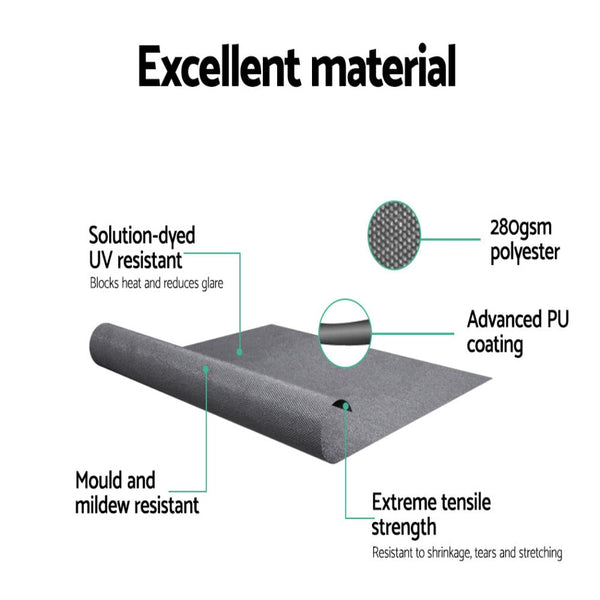 Instahut Retractable Fixed Pivot Arm Awning Outdoor Blinds 2.1X2.1M Grey Awning & Canopy Parts