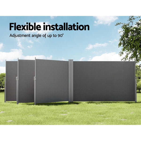 Instahut Side Awning Sun Shade Outdoor Blinds Retractable Screen 1.8X6m Grey Awning & Canopy Parts
