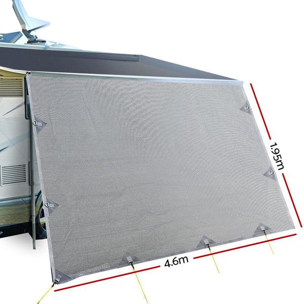 Weisshorn 4.6M Caravan Privacy Screens 1.95M Roll Out Awning End Wall Side Sun Shade