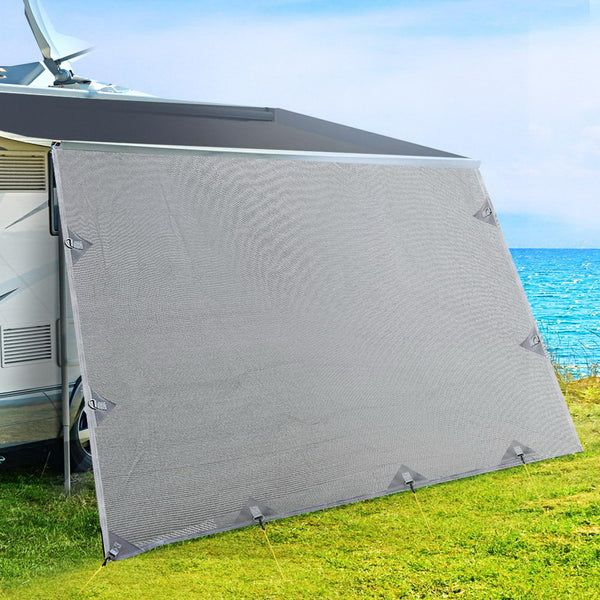 Weisshorn 4.6M Caravan Privacy Screens 1.95M Roll Out Awning End Wall Side Sun Shade