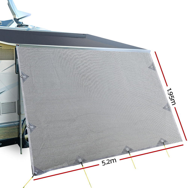 Weisshorn 5.2M Privacy Screens 1.95M Roll Out Awning End Wall Side Sun Shade Awning & Canopy Parts