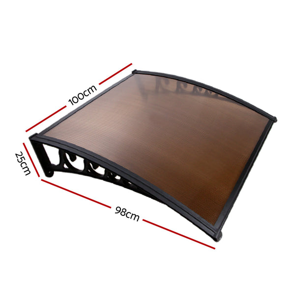 Instahut Diy Door Awning Brown 1 X 1M Awning & Canopy Parts