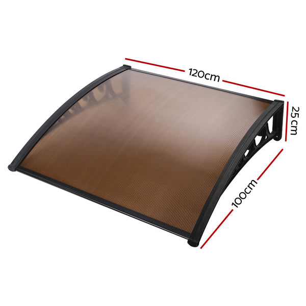 Instahut Door Awning Outdoor Canopy Patio 1Mx1.2M Diy Brown Awning & Canopy Parts