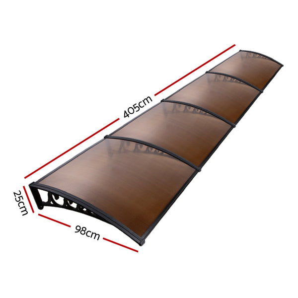 Instahut Door Awning Canopy Patio Uv Sun Shield Brown 1Mx4m Diy Awning & Canopy Parts