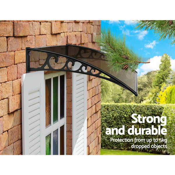 Instahut Door Awning Canopy Patio Uv Sun Shield Brown 1Mx4m Diy Awning & Canopy Parts