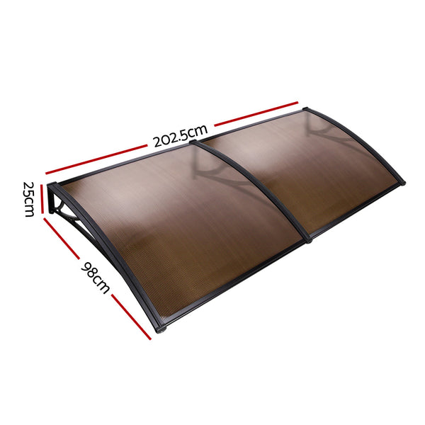Instahut Door Awning Canopy Patio Uv Sun Shield Brown 1Mx2m Diy Awning & Canopy Parts