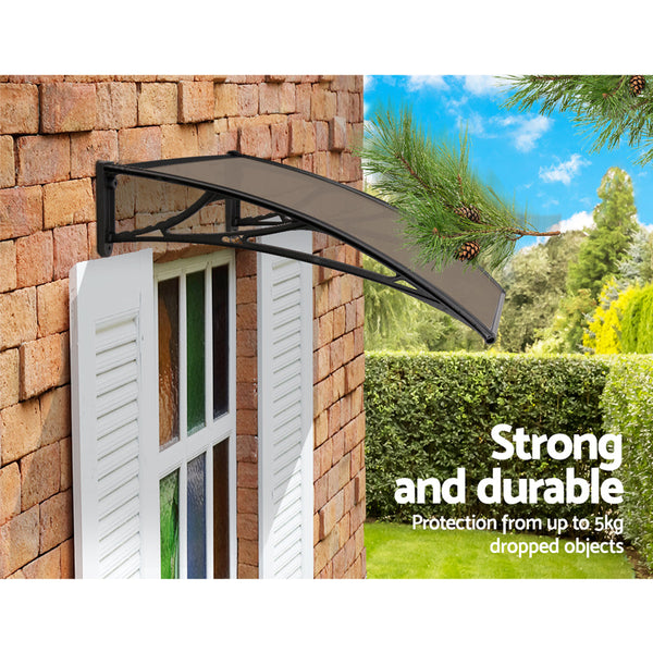 Instahut Door Awning Canopy Patio Uv Sun Shield Brown 1Mx2m Diy Awning & Canopy Parts