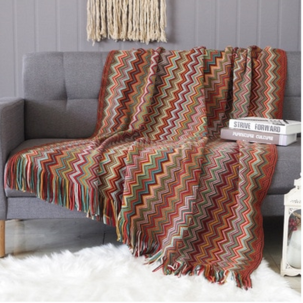 Aztec Boho Tassel Fringe Throw Blanket Couch Cover Home Decor Throws & Afghans
