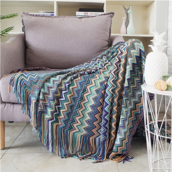 Aztec Boho Tassel Fringe Throw Blanket Couch Cover Home Decor Throws & Afghans