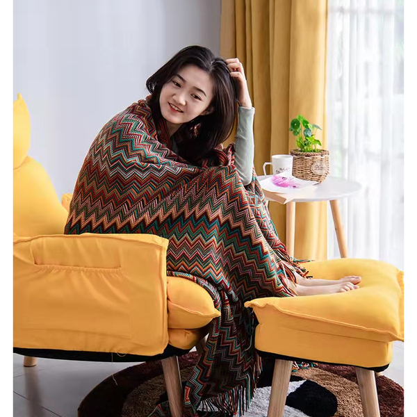 Aztec Boho Tassel Fringe Throw Blanket Couch Cover Home Decor Throws & Afghans