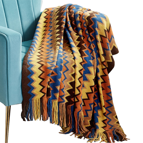 Aztec Boho Tassel Fringe Throw Blanket Couch Cover Home Decor Throws & Afghans