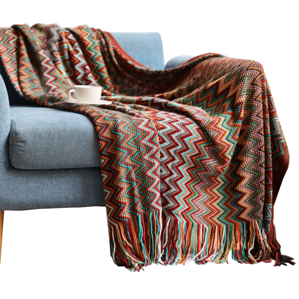 Aztec Boho Tassel Fringe Throw Blanket Couch Cover Home Decor Throws & Afghans