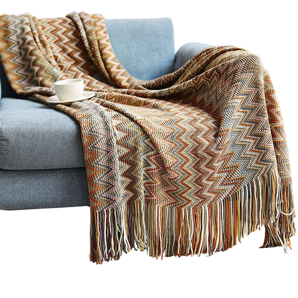 Aztec Boho Tassel Fringe Throw Blanket Couch Cover Home Decor Throws & Afghans