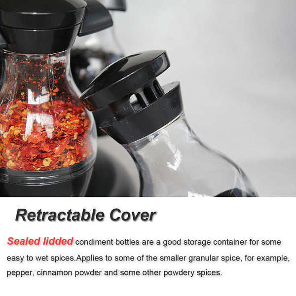 16 Jar Black Rotating Spice Rack Carousel Kitchen Condiments Storage Holder Spice Jars & Racks