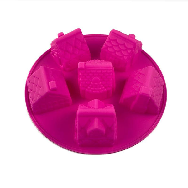 Muffin Pans & Baking Moulds Silicone 3D Christmas Mini Gingerbread House Village Cake Chocolate Baking Mold