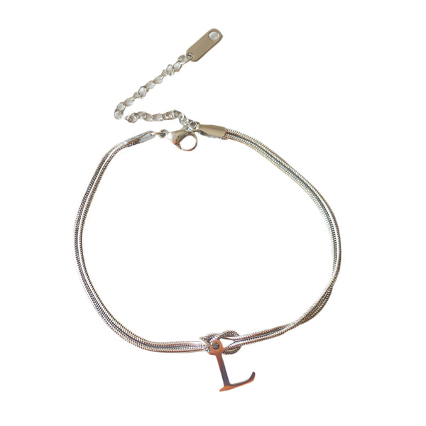 Veile Studios Letter A Z Love Knot For Women Couple Gold Colour Dainty Snake Chain Bracelets