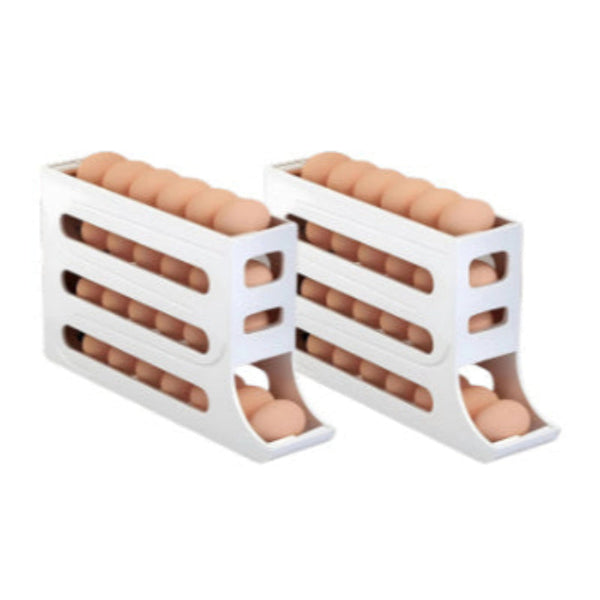 Refrigerator 4 Layer Automatic Egg Roller Sliding Tray Large Capacity Holder Food Storage Containers