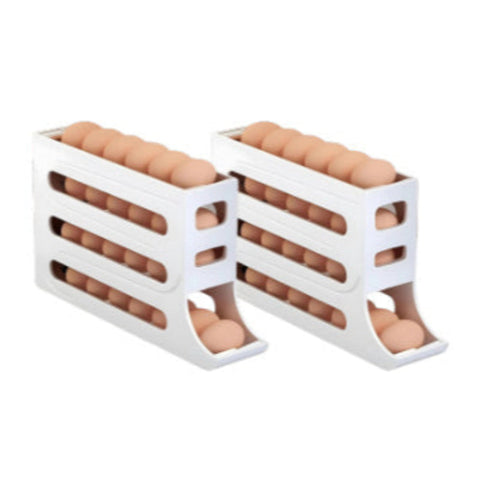 Refrigerator 4 Layer Automatic Egg Roller Sliding Tray Large Capacity Holder Food Storage Containers