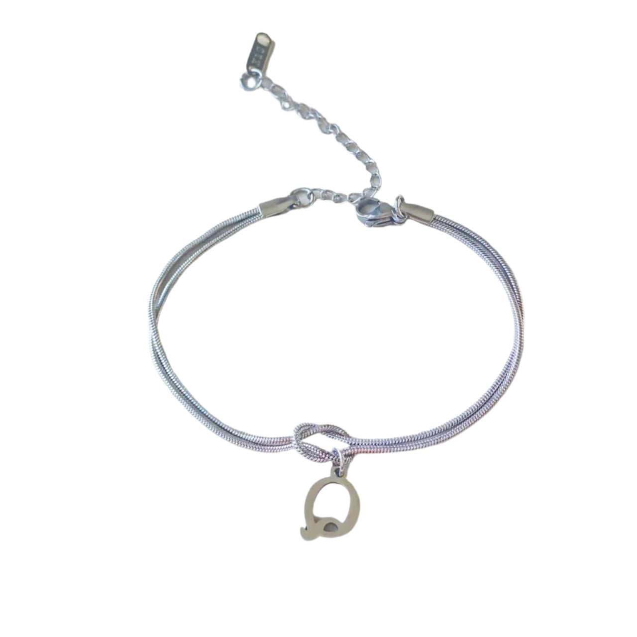 Veile Studios Letter A Z Love Knot For Women Couple Gold Colour Dainty Snake Chain Bracelets