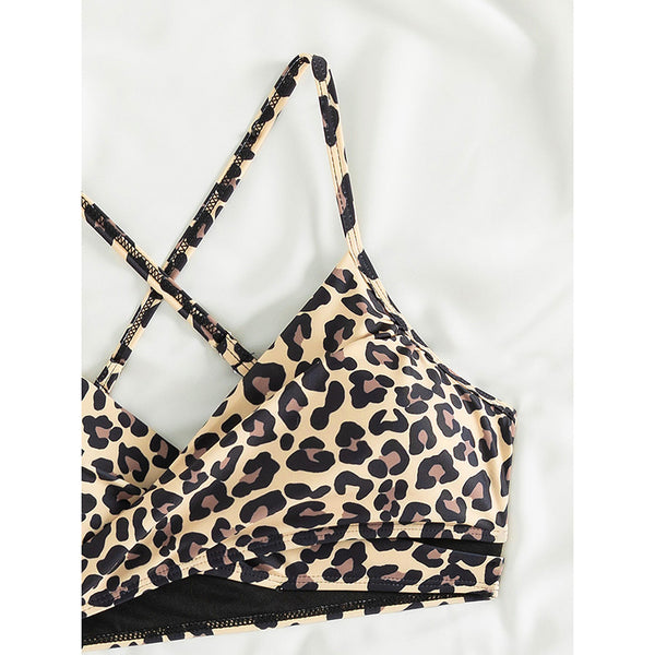Bikini Leopard Print  Two Piece Swimsuit For Women Swimwear