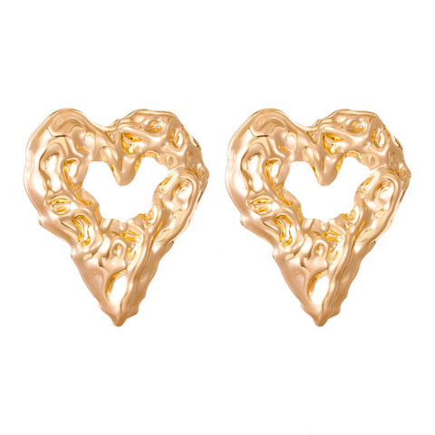 Veile Studios New Pleated Lava Hollow Heart Shaped For Women Valentine's Day Jewelry Earrings