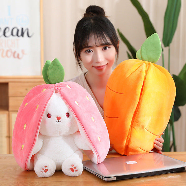 Bundle1 Mix Colour Fruit Transfigured Bunny Plush Toy Cute Carrot Strawberry Turn Into Mix Colour Soft Toys