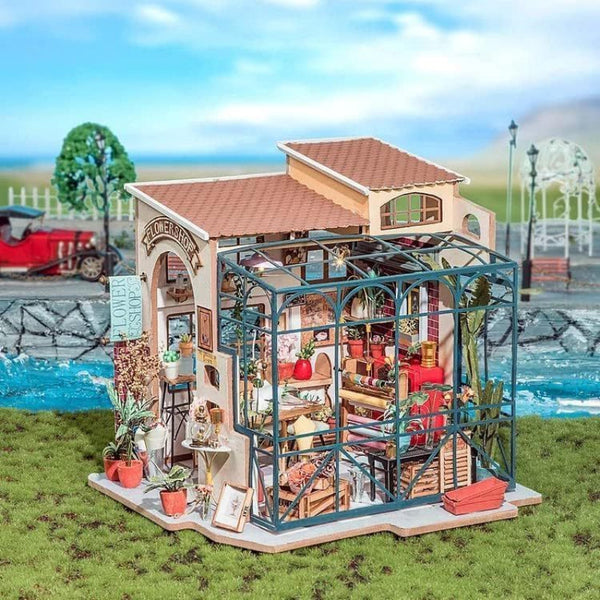 Rolife Diy Miniature House Kit Emily's Flower Shop Tiny For Adults To Build Making With Furniture Halloween Christmas Decorations Gifts Dg145 Puzzles
