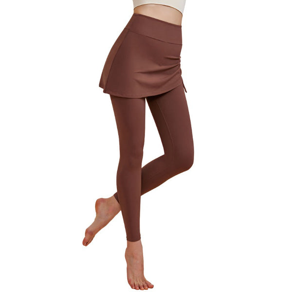 Short Skirt Design Yoga Pants Fake Two Piece High Waisted Leggings For Activewear Activewear Skirts & Skorts
