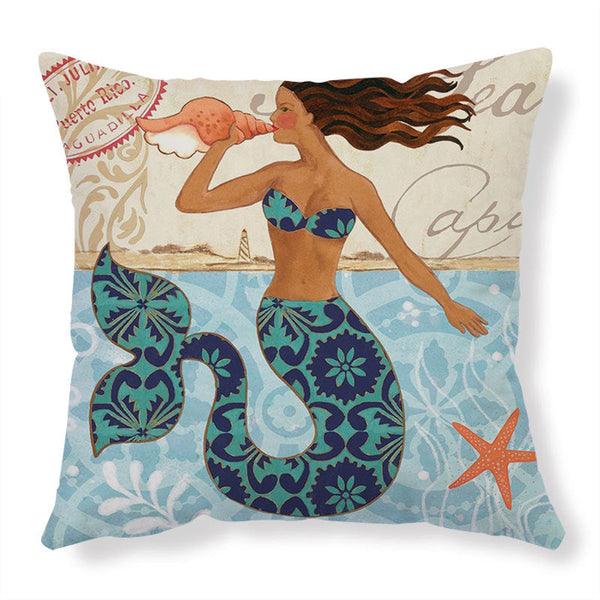 Cushion Covers Sea Printed Throw Pillow Cases For Home Decor Sofa Chair Seat Cushions & Decorative Pillows