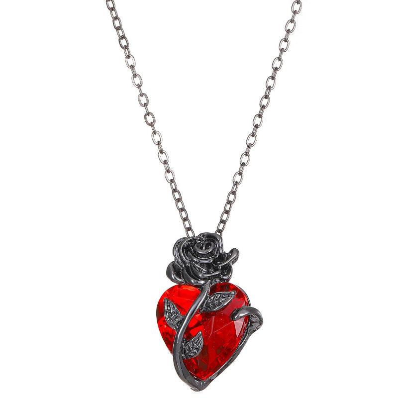 Veile Studios Punk Rose Love Necklace Fashion Personality Heart Shaped Clavicle Chain Pendant Necklaces & Pendants