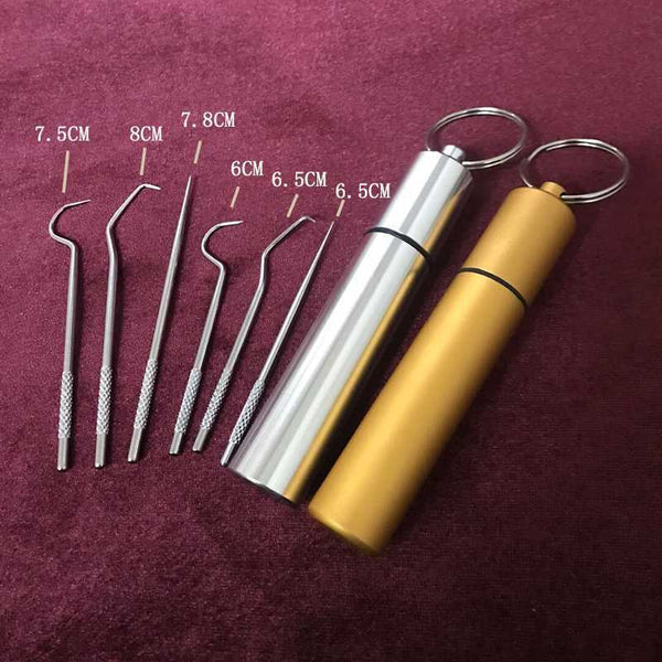 Stainless Steel Toothpick 304 Household Portable Cleaning Tool Set Toothpick Dispensers
