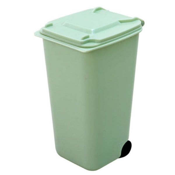 Multifunctional Plastic Storage Bin Desktop Trash Can With Wheel Pen Holders