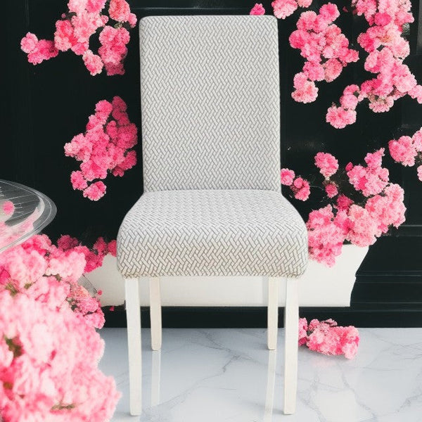 Chair Cover Light Grey Small Knitted Design Anti Dirt Elastic Material Slipcovers