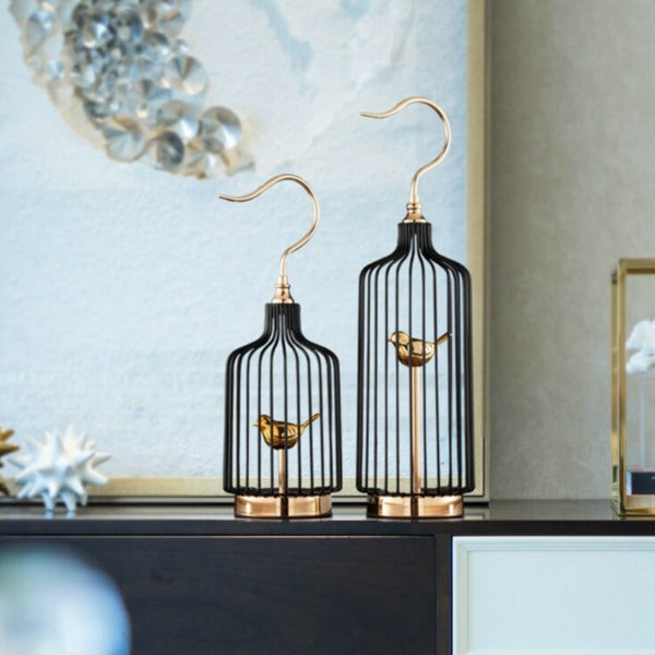 47 Centimetre Golden Handle Birdcage Tabletop Decor Sculptures Figurines Sculptures & Figurines