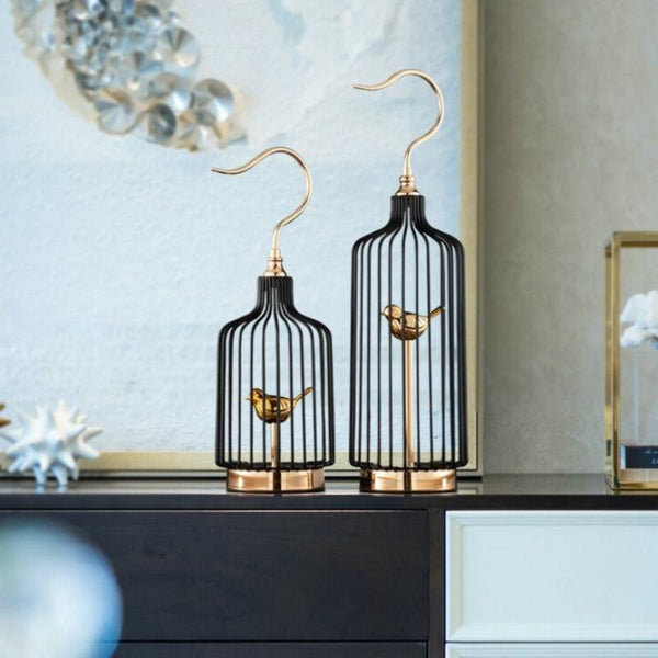 52 Centimetre Golden Handle Birdcage Tabletop Home Decor Sculptures Figurines Sculptures & Figurines